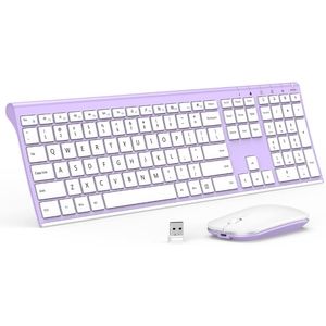 Purple wireless rechargeable keyboard and mouse